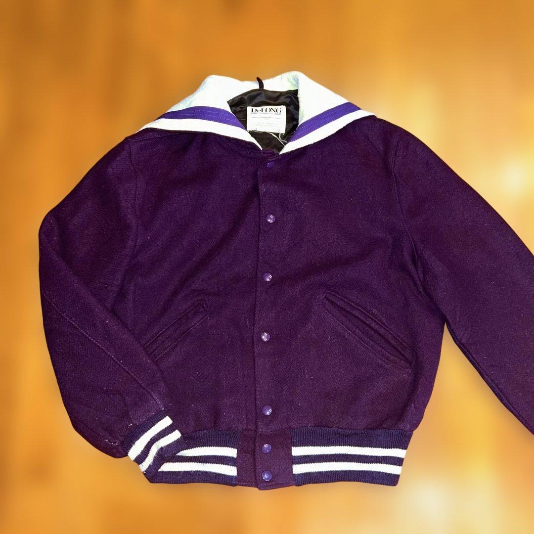 80's DeLONG ウールボンバージャケット 古着 70～80年代 デロング DeLONG セーラーカラー ウールスタジャン