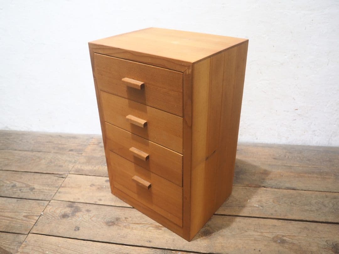 1243 ①10kg 重厚な無垢材の収納棚 袖机 引き出し チェスト テーブル