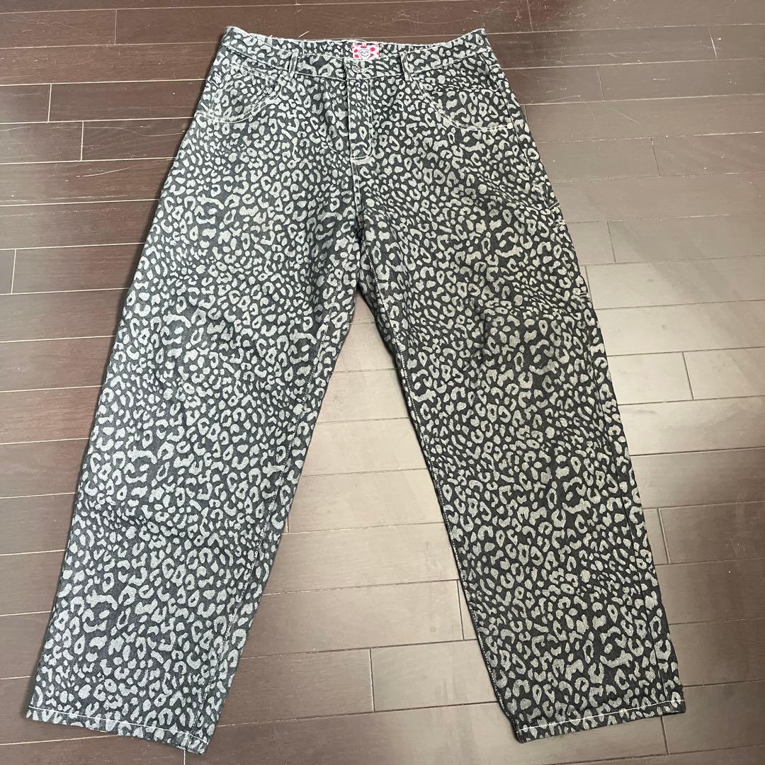 スターチーム star teamヒョウ柄デニムパンツ 34 - メルカリ