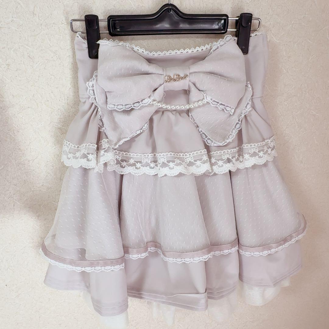 LIZLISA ビッグリボンティアードスカート ピンク - メルカリ