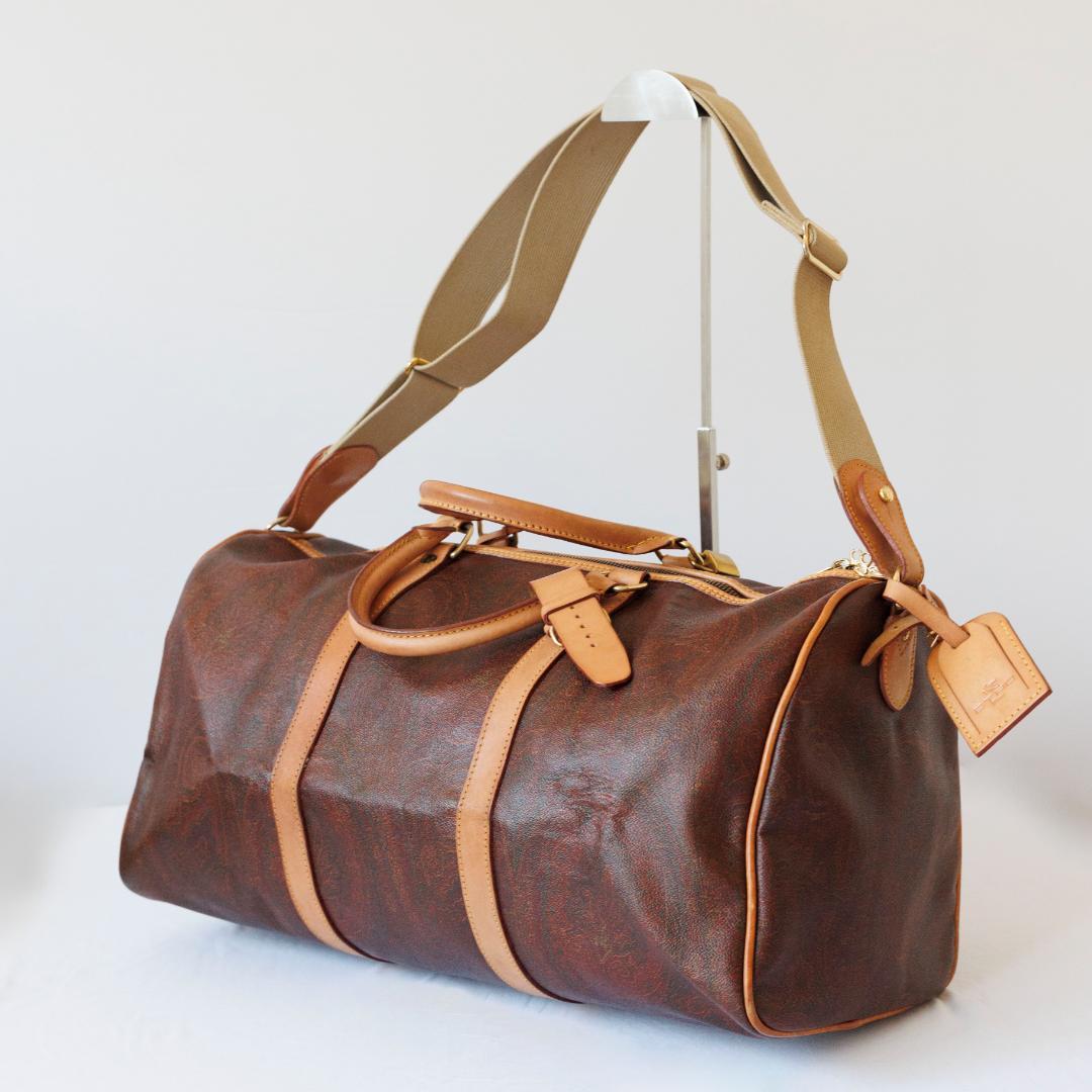 エトロ ETRO 2way ボストンバッグ ペイズリー柄 PVC 南京錠 鍵付き バッグ