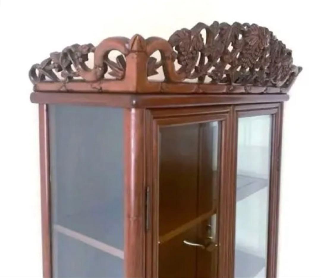 極美品】アンティーク 三越購入 唐木家具 葡萄唐草透彫 飾り棚