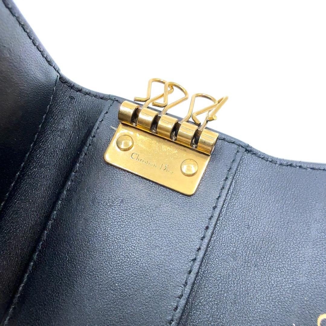 ◇クリスチャンディオール◇レザー/サドル/4連/キーケース/ブラック