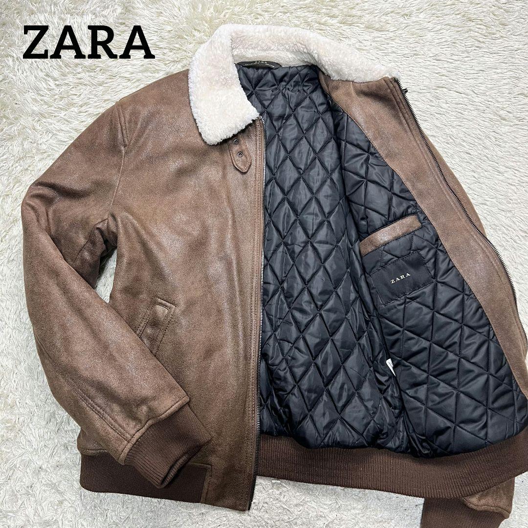 美品】ZARA ザラ B-3 フェイクムートン ジャケット ブルゾン ブラウン
