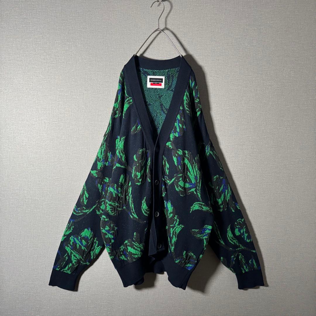 人気デザイン☆MAISON SPECIAL 花柄 総柄 カーディガン XL程度 www