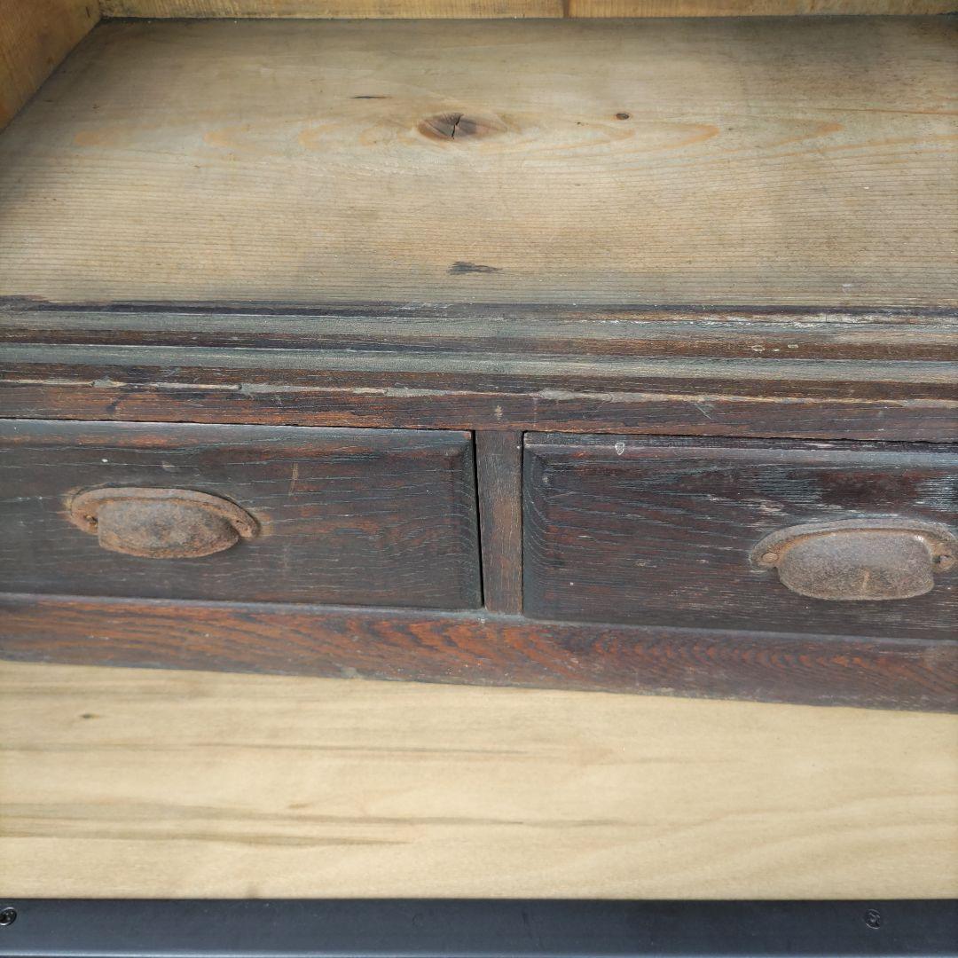 大正昭和 木製引き戸収納キャビネット 古民家 古本雑貨 アンティーク