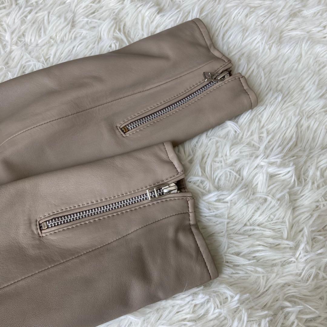 極美品】 ビームス ラム 羊革 ノーカラー ライダースジャケット