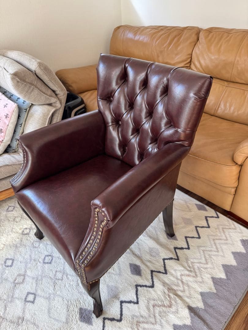 英国ヴィンセントチェア】ラウンジチェア（ブラウン）アンティークテイスト