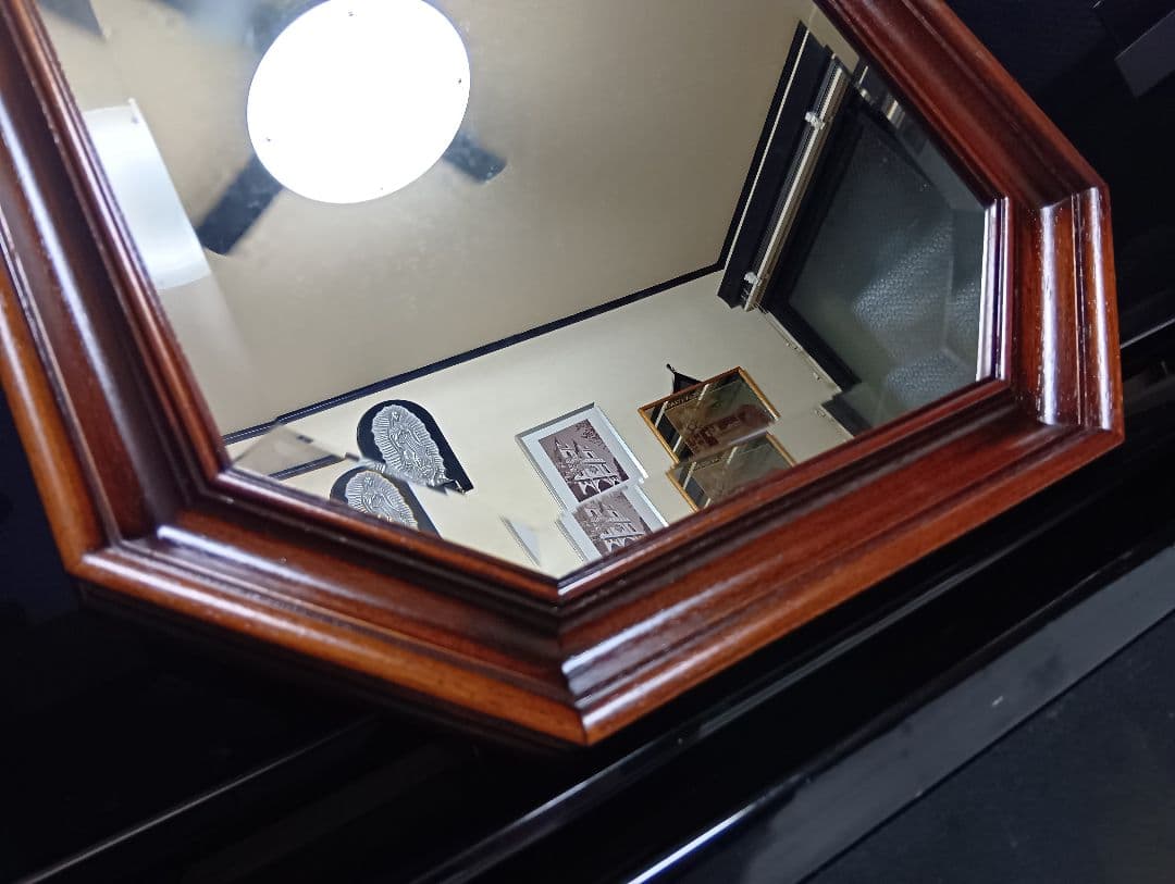 ぴかる 様売約済 イタリア製 無垢木材製 オクタゴン ウォール ミラー