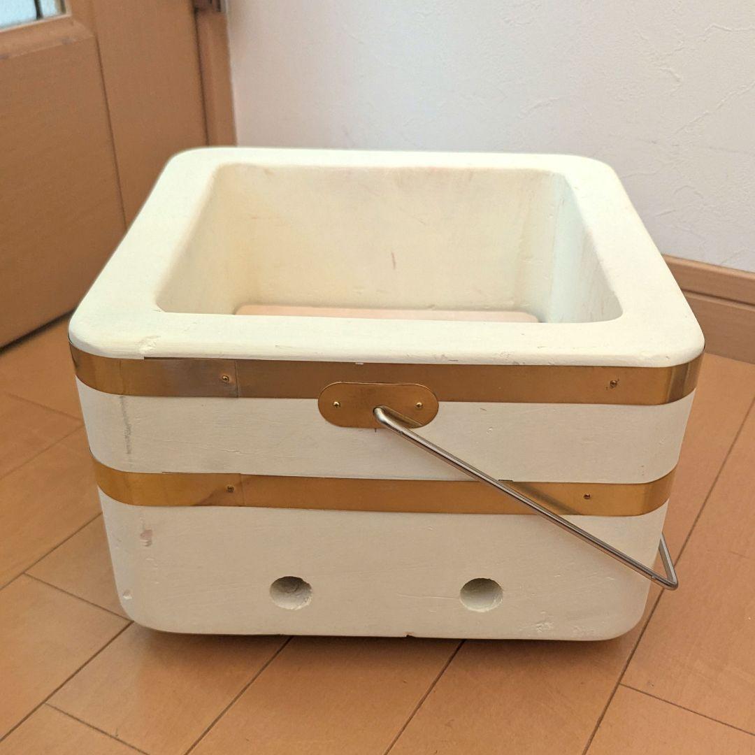 七輪 白 金色ストライプ 取っ手つき