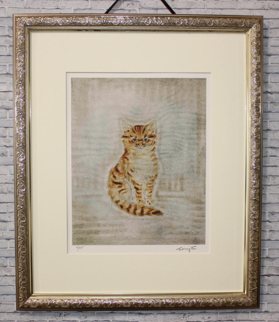 藤田嗣治 エスタンプリトグラフ「茶色い猫」 75部限定 Amazon｜藤田嗣治 レオナール・フジタ 茶色のネコ リトグラフ 複製版画