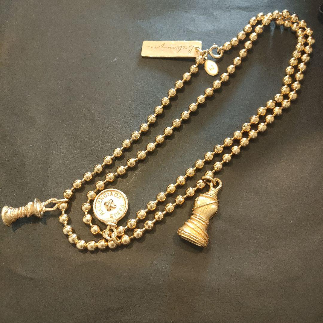 バレンシアガ　BALENCIAGA　チェーンベルト(ゴールド/ヴィンテージ) 中古・古着通販】BALENCIAGA (バレンシアガ) Bチェーンネックレス／B