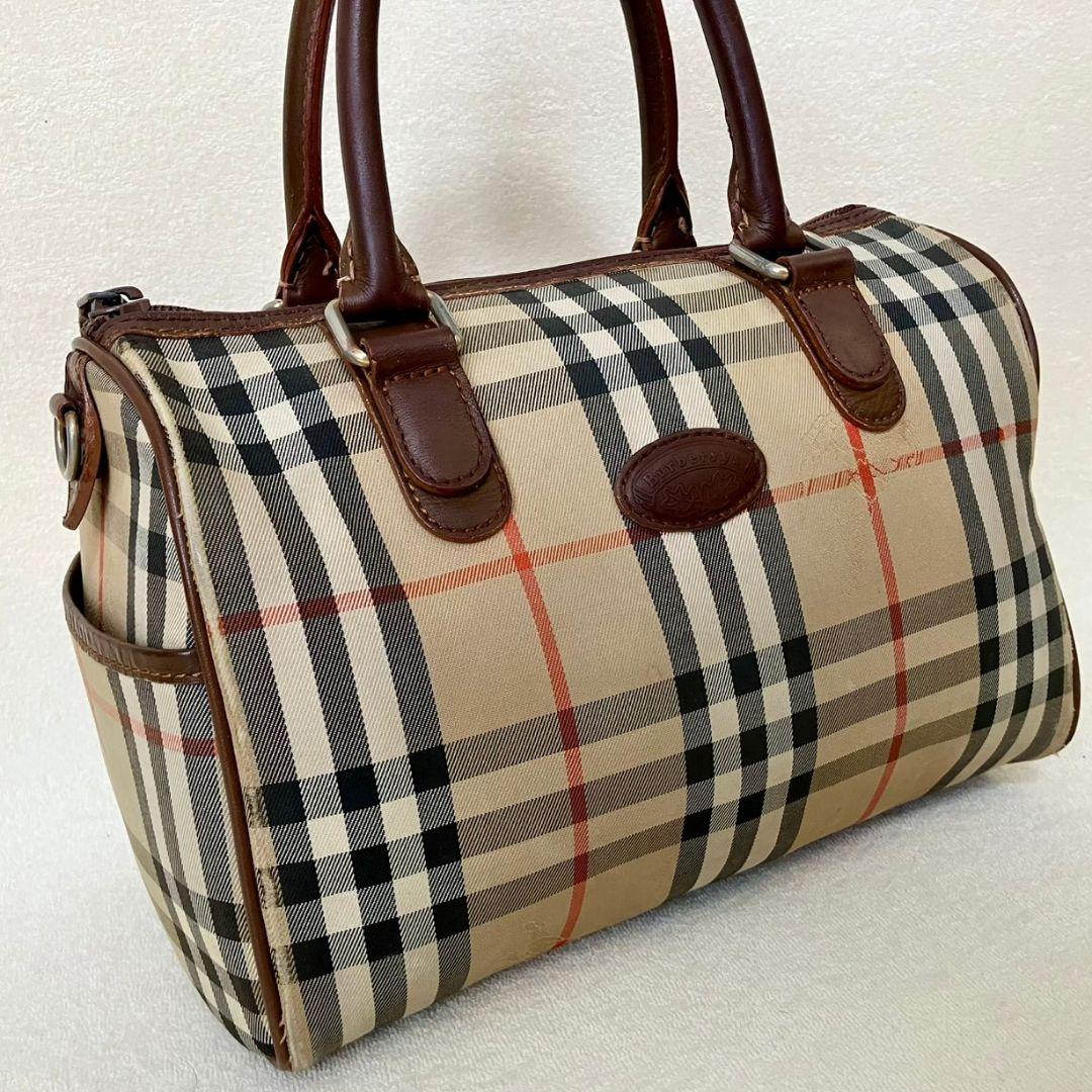バーバリー ハンドバッグ ノバチェック シャドーホース キャンバス