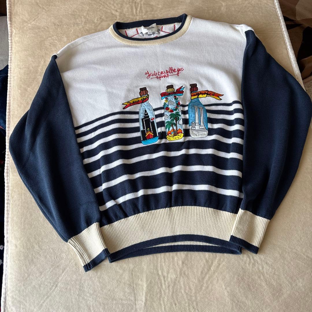 カステルバンジャックsportストライプ柄 刺繍入りセーターGO L F