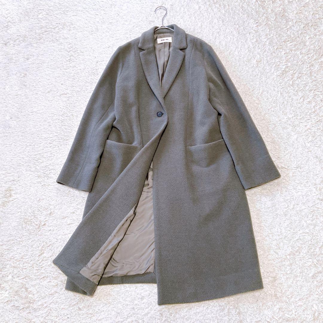 evameva エヴァムエバ　ウールアンゴラロングコート　ダークグレー　1サイズ evam eva｜evam eva エヴァムエヴァ ウールパディングロングコート