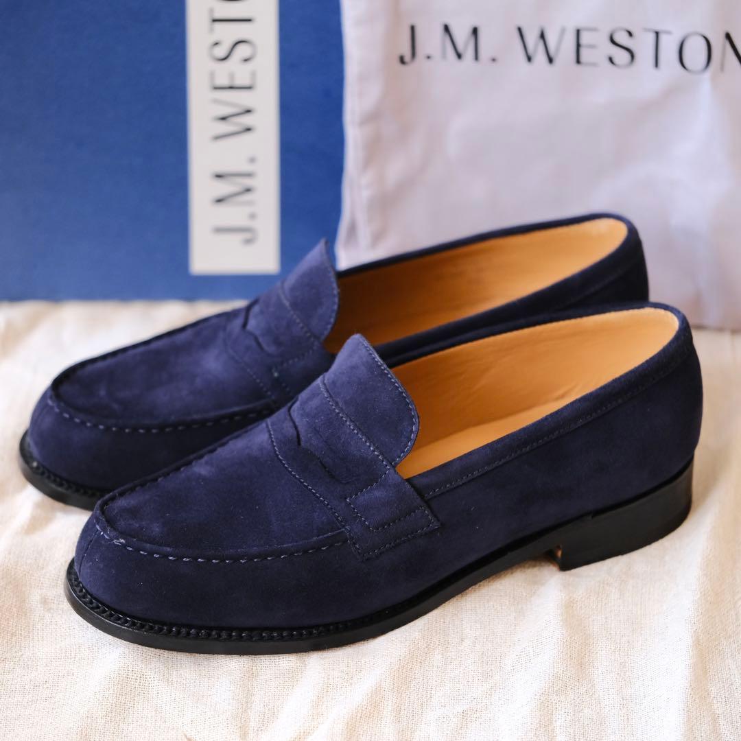 極美品J.M.Westonジェイエムウェストン180シグニチャーローファー紺3D