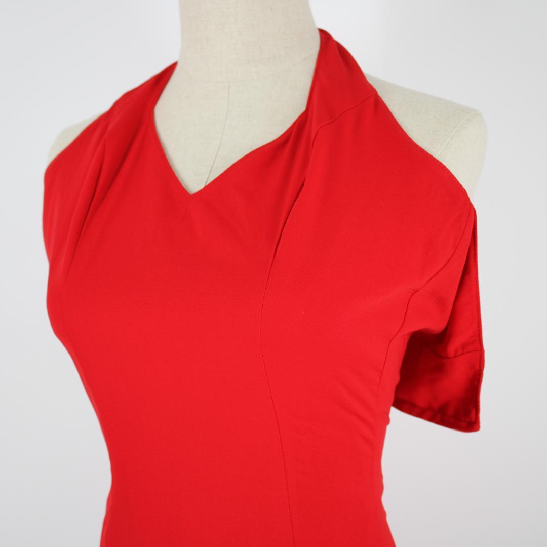 美品 フラメンコ衣装】レッド×豪華ボランテ ワンピース ドレス 水玉