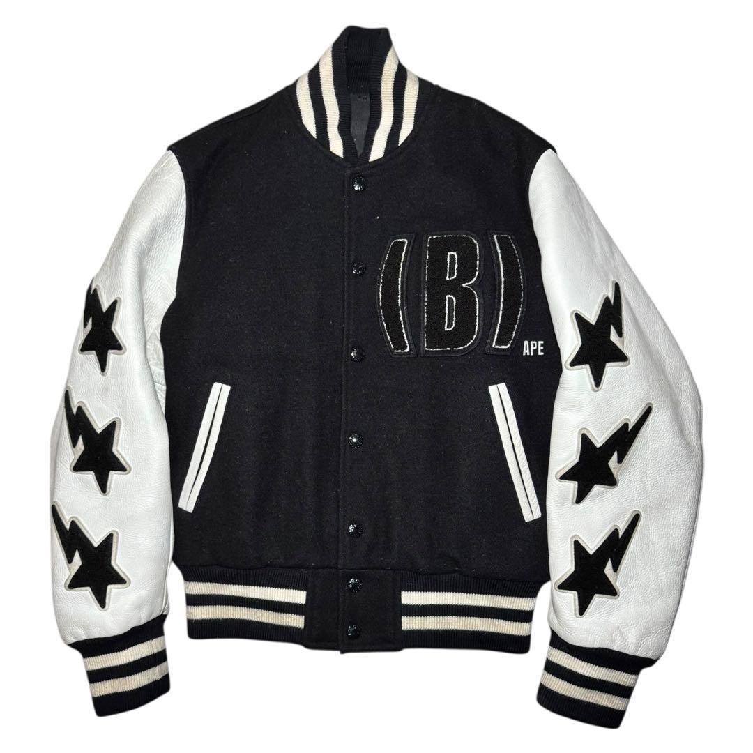 A BATHING APE アベイシングエイプ スタッフ限定スタジャン 非売品 ☆非売品☆ スタッフ限定 袖レザー スタジャン Mサイズ a bathing ape