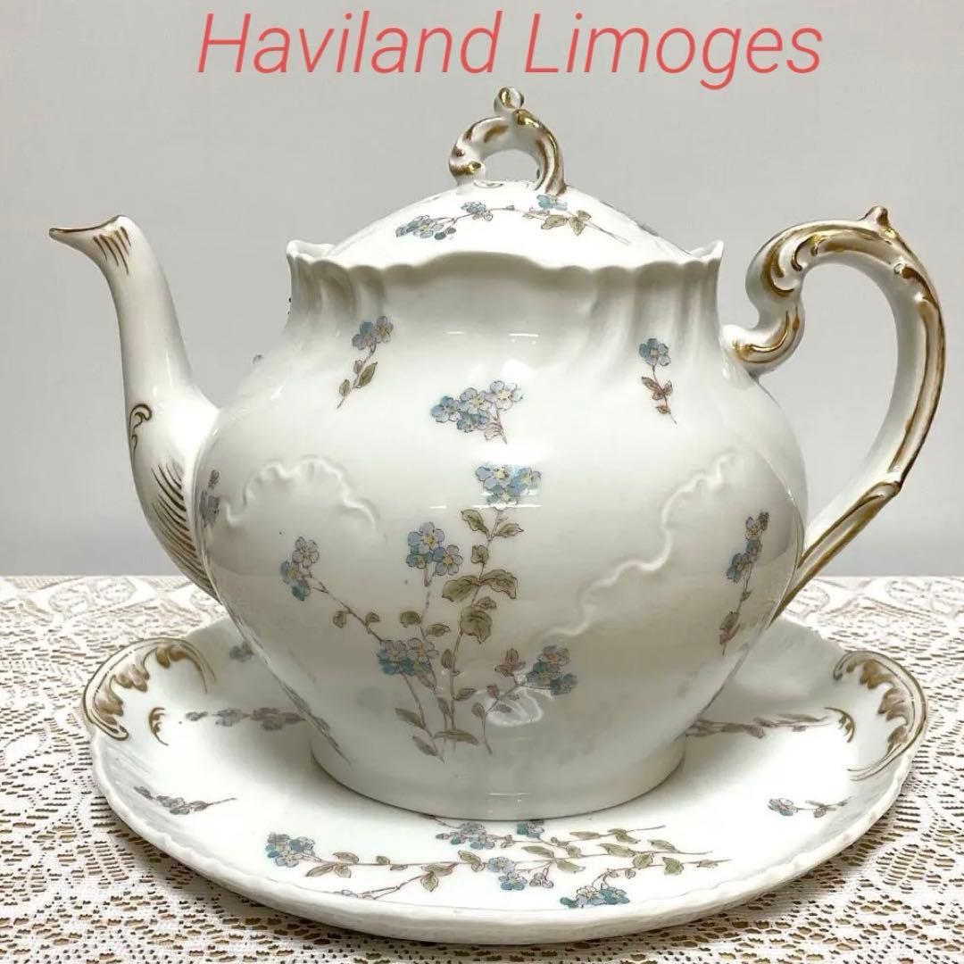 アビランド リモージュ　ティーポット　ケーキプレート　セット アンティーク 食器 陶器 リモージュ テオドール・アビランド ピンク 花