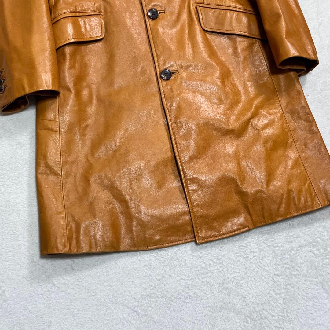 トルネードマート』レザーチェスターコート 牛革 キャメル ロング丈 L