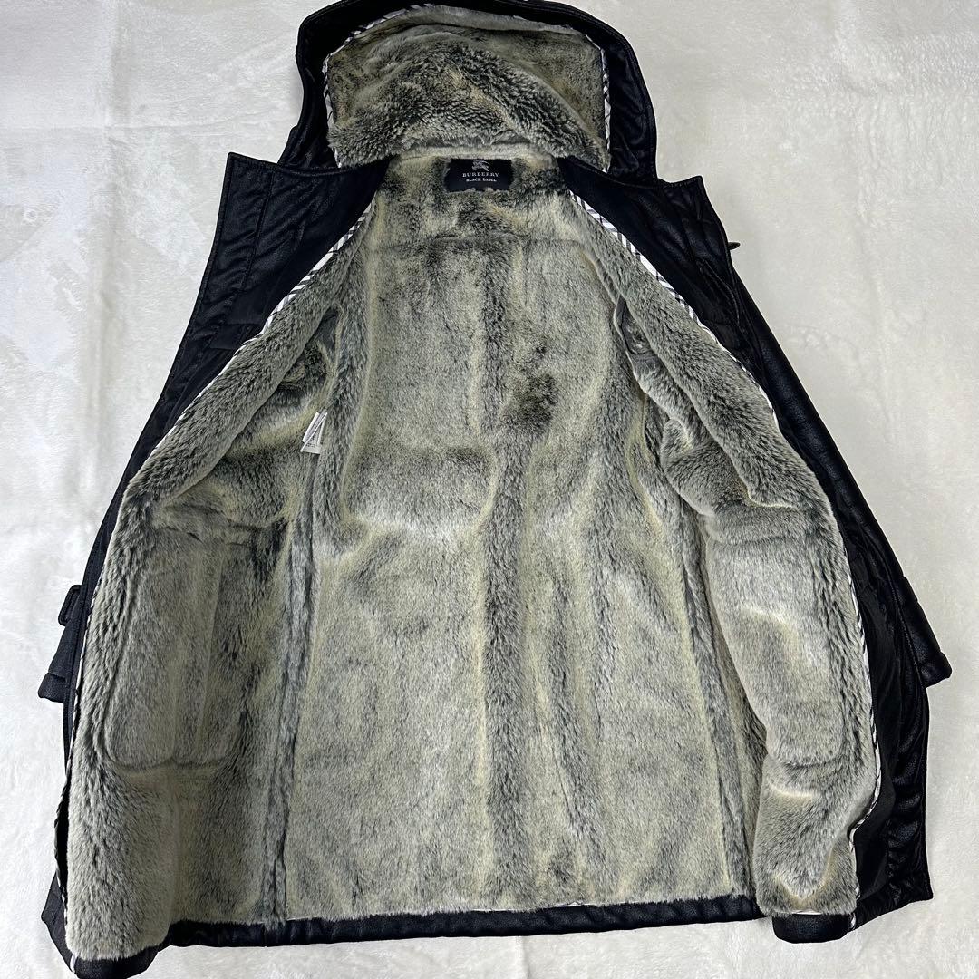 バーバリー ブラックレーベル ダッフルコート エコレザー ファー