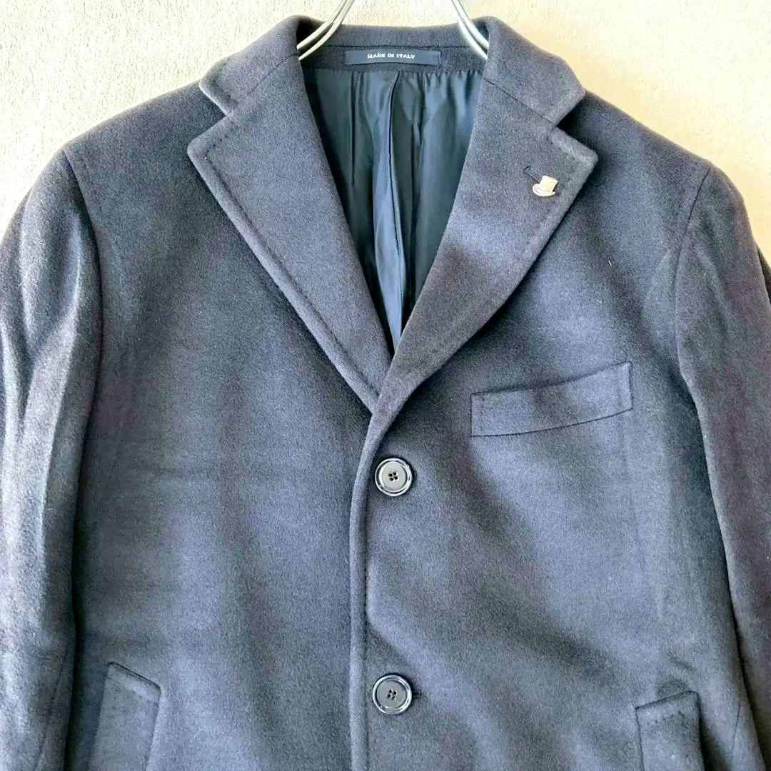 タリアトーレ カシミヤ100％ チェスターコート 46 ネイビー フランネル