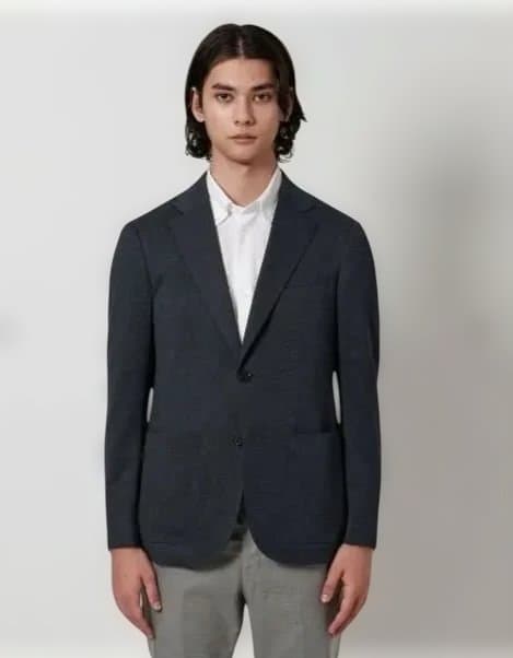 ハウンドトゥース テーラードジャケット48 ネイビー - メルカリ