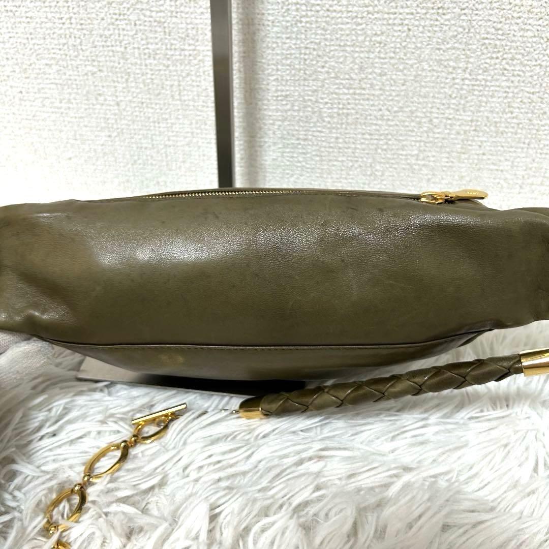 希少✨ヴィンテージ/チェーン】ボッテガヴェネタ ボディバッグ カーキ