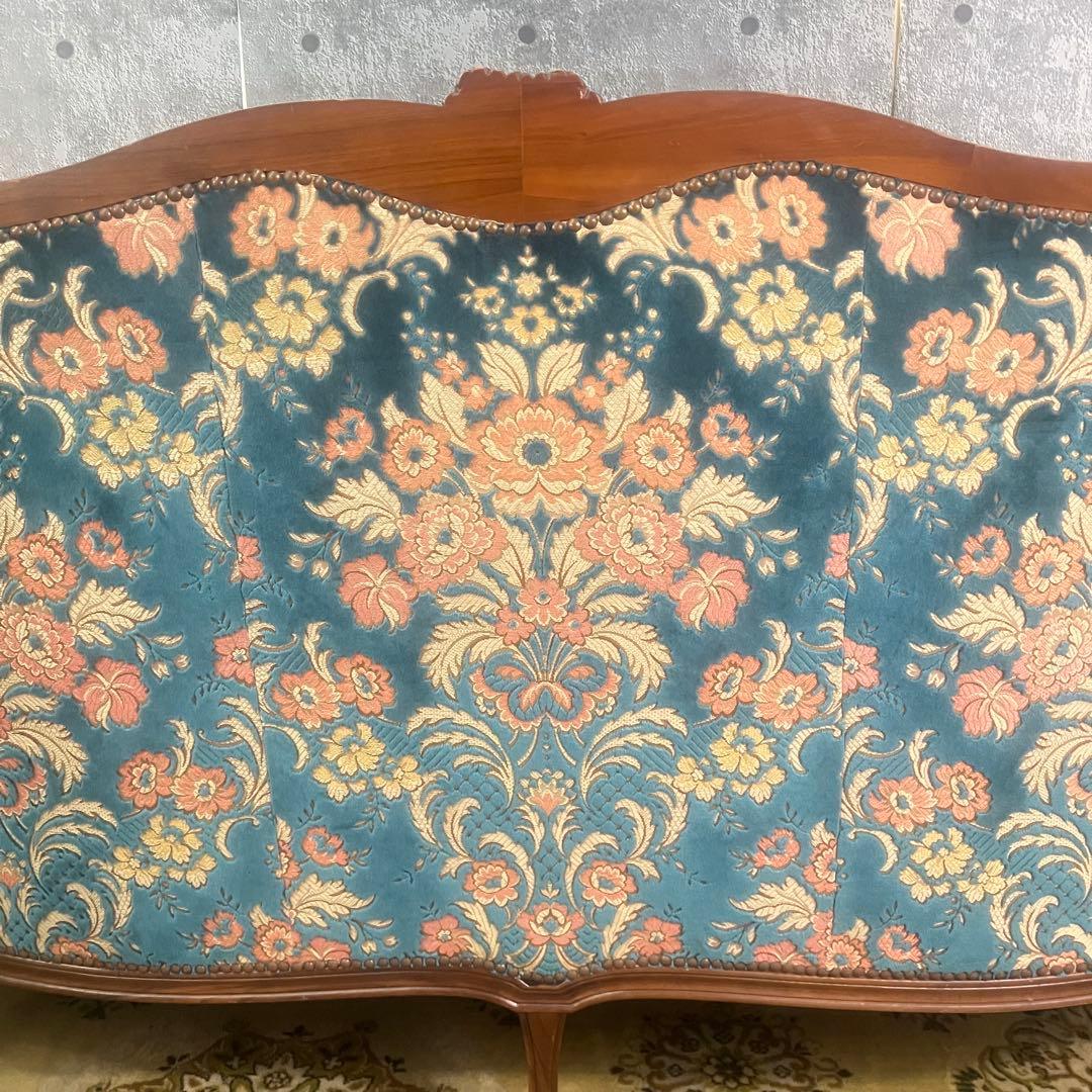 金華山織り꧂3人掛けソファ 猫脚 花柄 フラワー ファブリック