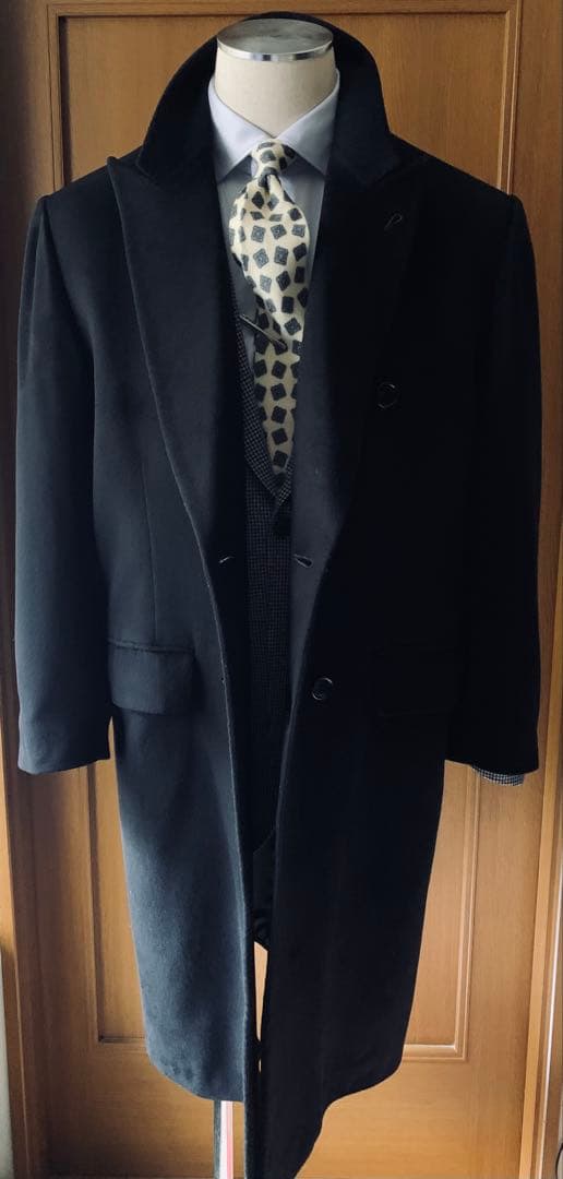 PIERO MASSA. ヴィンテージ クラシックカシミアコート 伊製 黒 ANAYI
