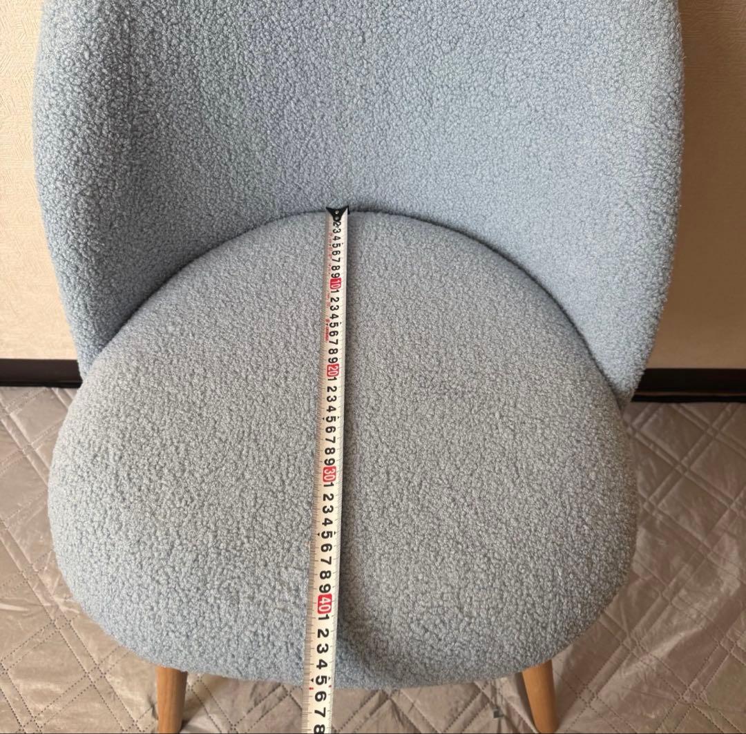 水色 布地 アーチ型 ダイニングチェア(二個セット)