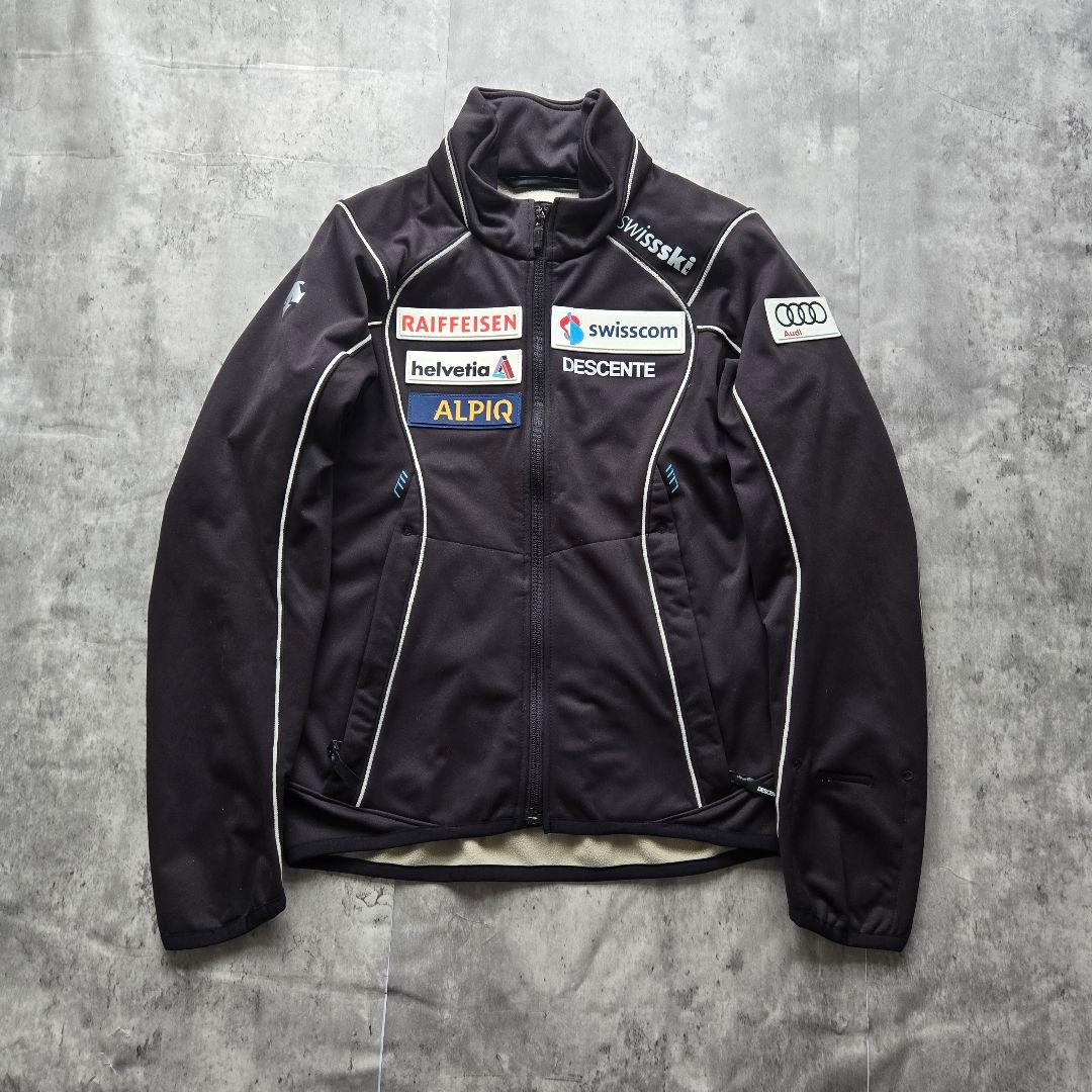 美品 デサント DESCENTE ミドラー swiss ski teamウエア Descent TEAM DESCENTE チームデサント 選手用 スキーウェア 上下 L