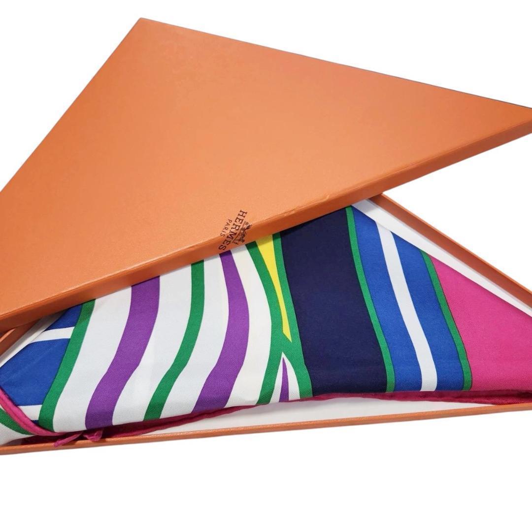 【極美品 90×200】エルメス 三角スカーフ《カドリーユバヤデール》ポワンテュ