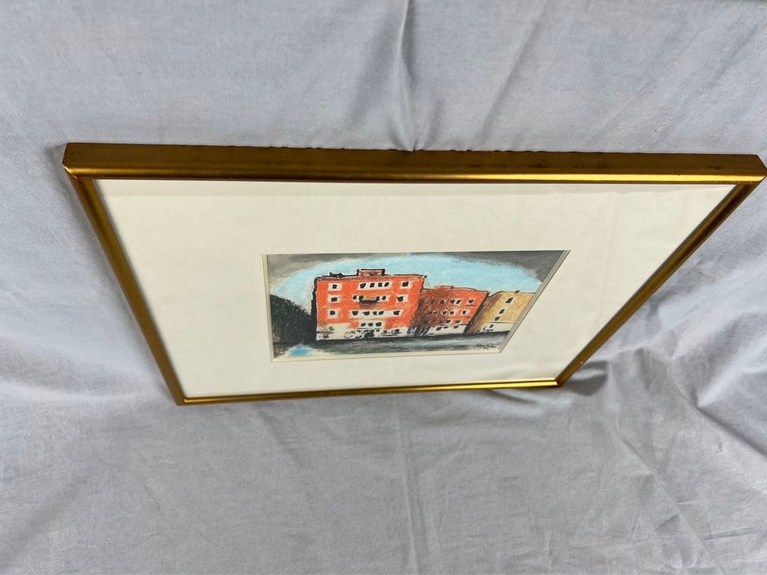 肉筆貴重な原画 西村千太郎 オレンジの家 パステル 直筆サイン 物故 一二三