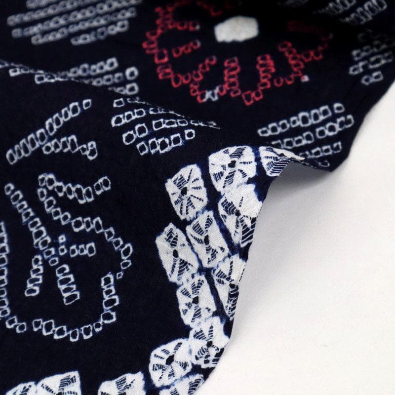 《手しぼり＊浴衣反物■流水菊花模様＊濃紺■お仕立て可◆夏着物■反24-146》