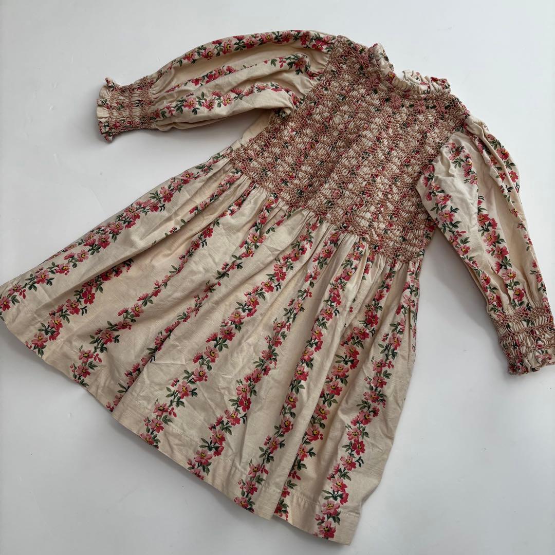 【used 】bonjour diary スモッキングワンピース　4y Bonjour diary スモッキング刺繍 ワンピース(4Y) used bonjour Bonjour