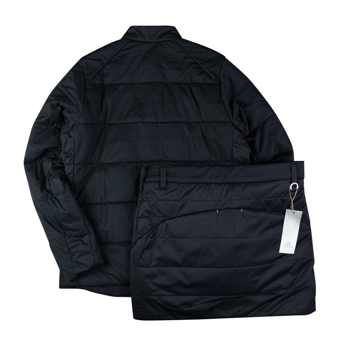S】秋冬 アディダス ゴルフ 保温 キルティング 中綿セットアップ 黒