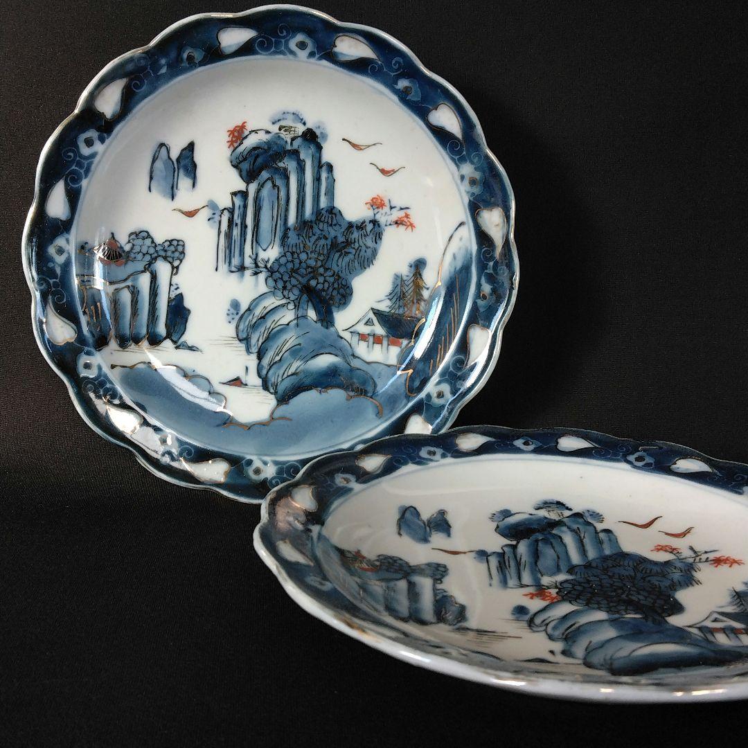 明治～大正期 金襴手 古伊万里 山水画 6寸皿 2客 中皿 - メルカリ