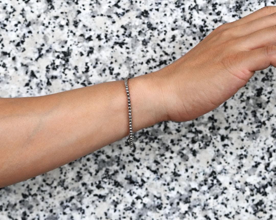 Pt850ミラーカットボールチェーンブレスレット幅3.0mm長さ18cm