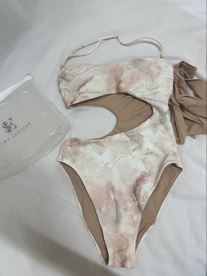 eimyistoire マーブルバイカラーサイドリボンワンピース 水着