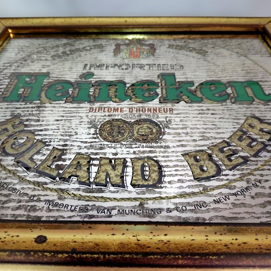 Heineken BEER パブミラー ビンテージ当時物 ハイネケンビール 額装