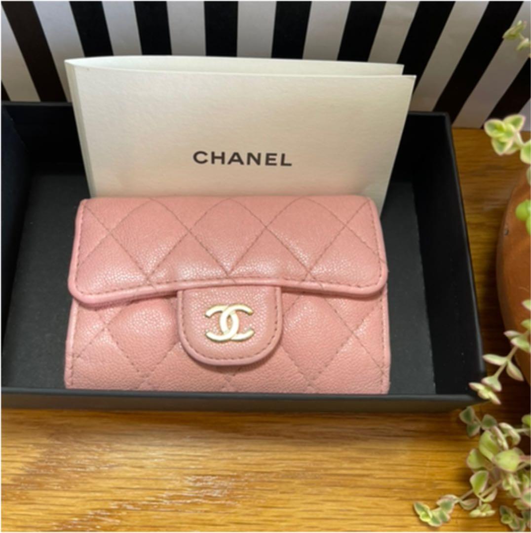 美品☆シャネル キーケース 4連 マトラッセ キャビアスキン ピンク