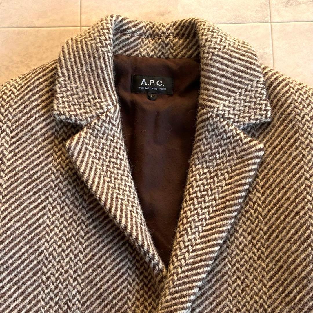 A.P.C.】アーペーセー チェスターフィールドコート ヘリンボーン柄 36