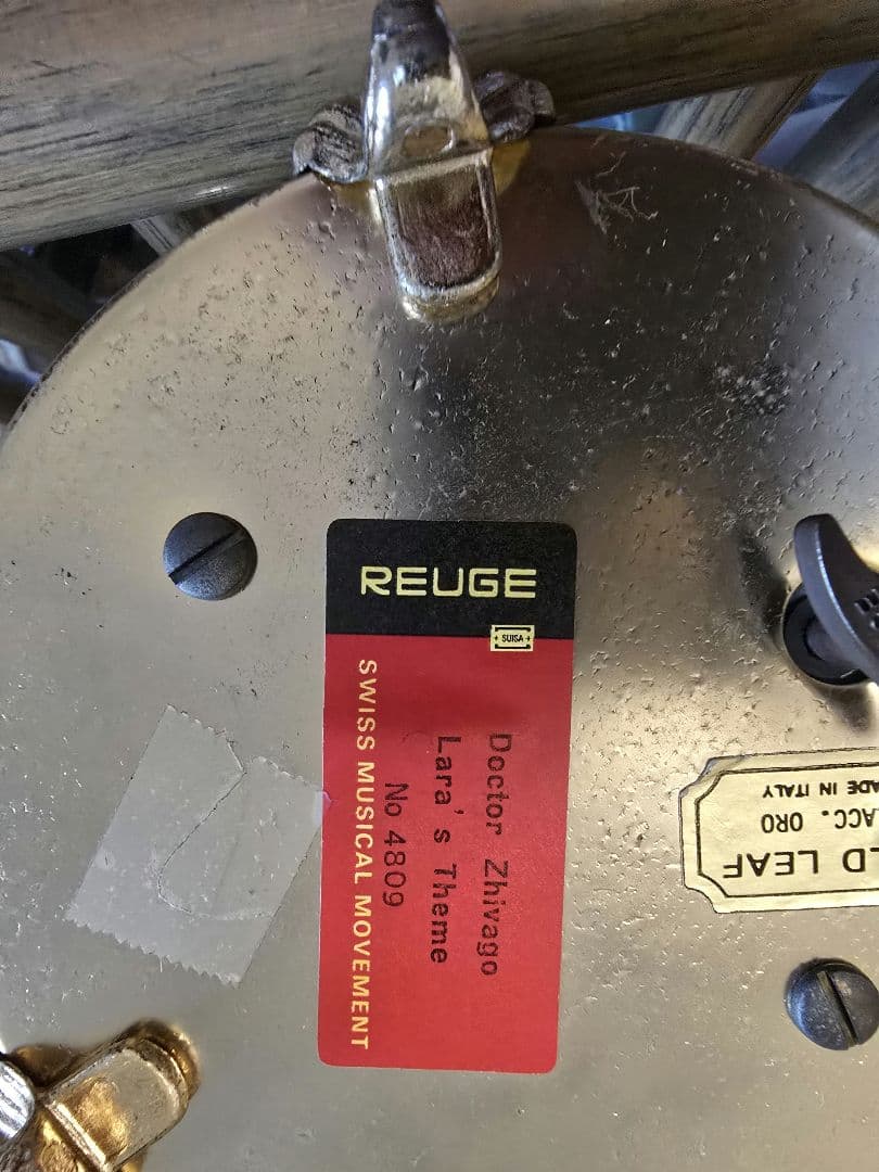 金箔・大理石 REUGE製オルゴール バレエダンスフィギュア付き大理石装飾品