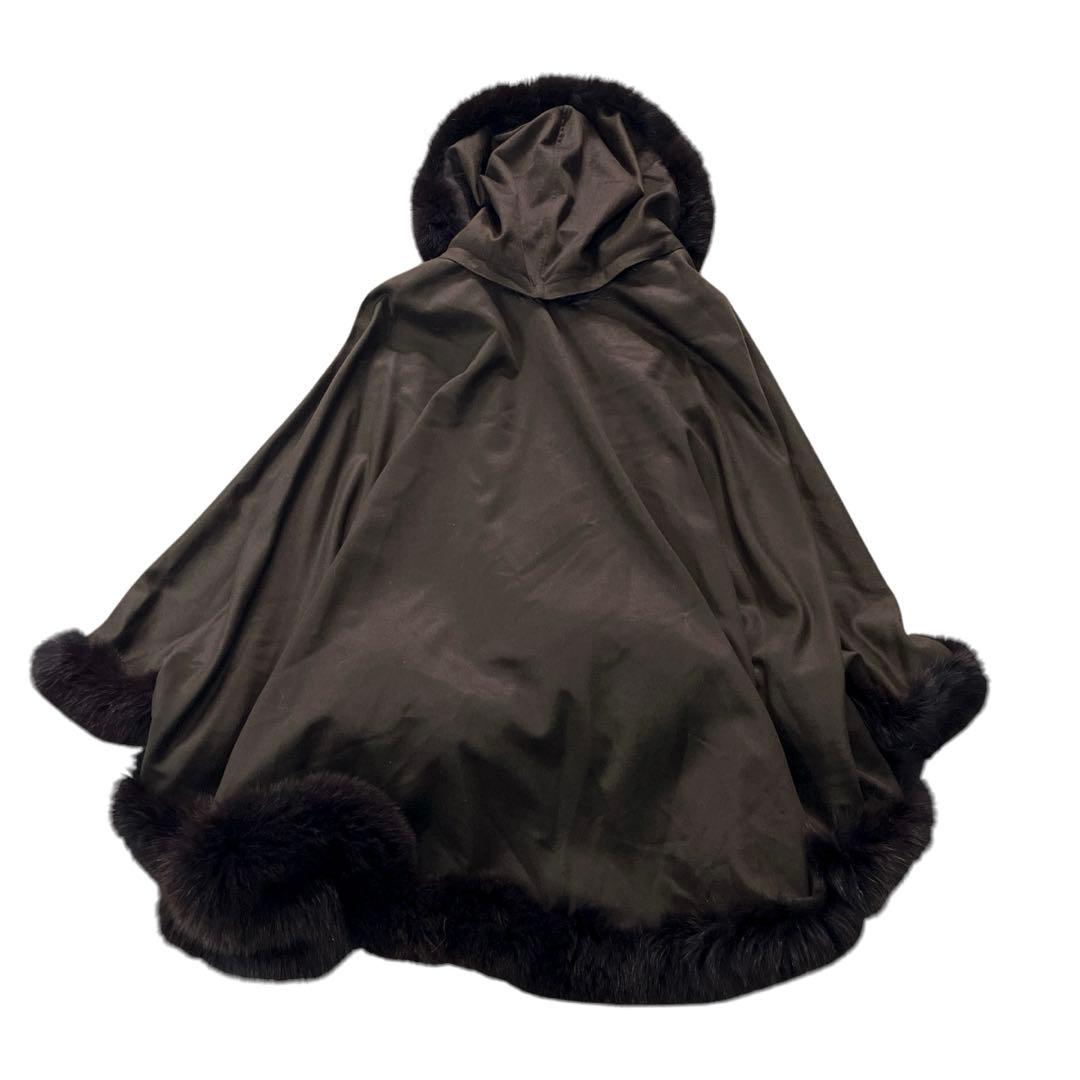 ✨高級 極美品✨上質カシミヤ×フォックス ショール ポンチョ ブ