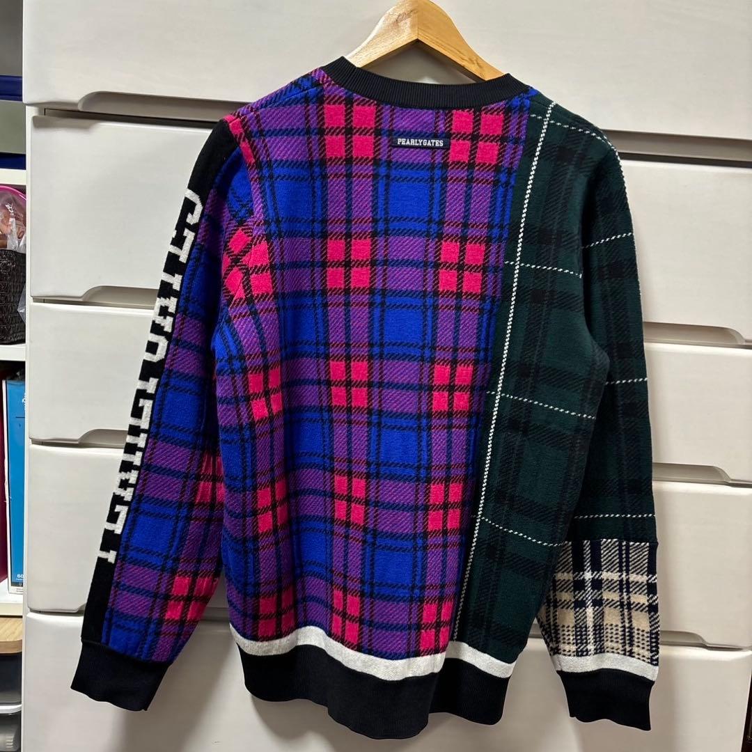 パーリーゲイツ モノトーン マルチチェック柄 セーターサイズ5の通販は
