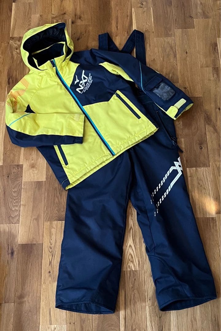 Mizuno NXT130子ども用 スキーウェア イエロー/ネイビー MIZUNO（ミズノ） スキーウェア キッズ スノーウェア ジュニア 上下