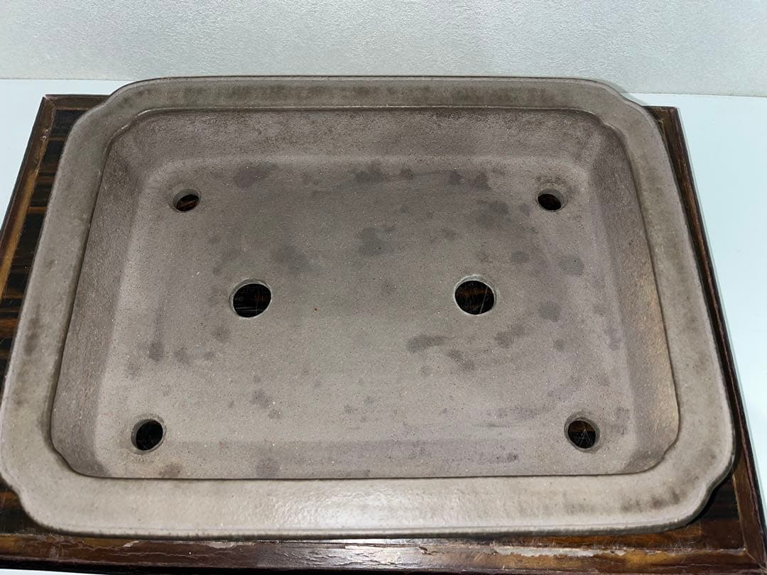 時代感抜群！！佳山造印！！落款！和鉢 長方 烏泥 盆栽鉢