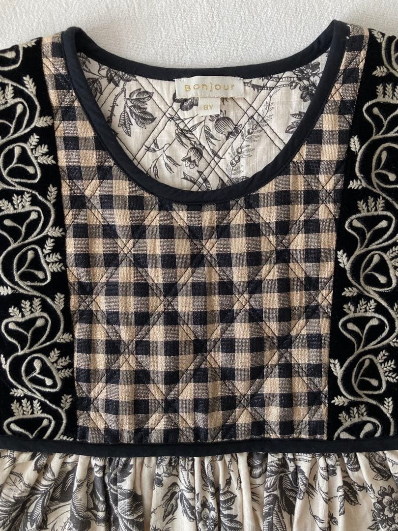 Bonjour Diary ボンジュールダイアリー キルティングワンピース 8y