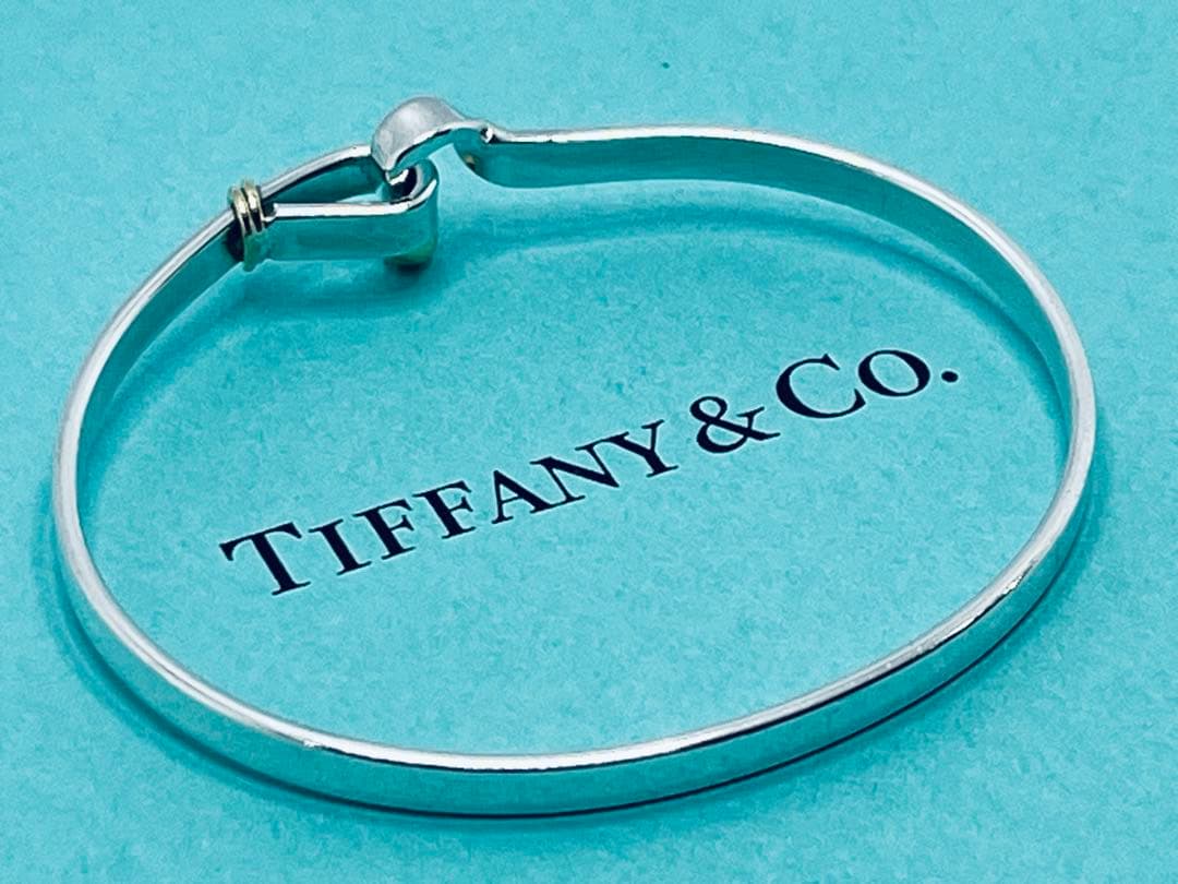 h482 ティファニー フック&アイ コンビ バングル 750/925 k18 - メルカリ